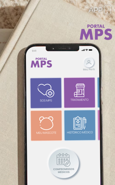 Celular com o aplicativo MPS em tela e em cima de um livro